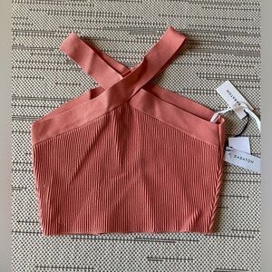 Aritzia Babaton Sculpt Knit Criss Cross Pink NWT Tank Top
